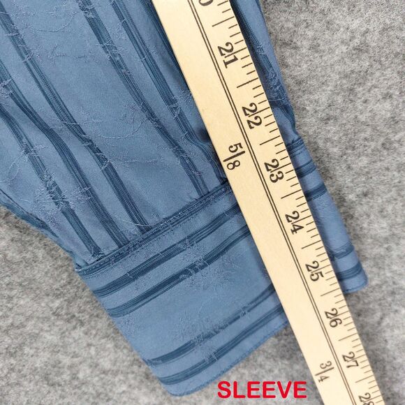 Tommy Bahama Shirt Mens XXL Blue Striped Palm Bamboo Jacquard Long Sleeve Casual - Picture 6 of 10